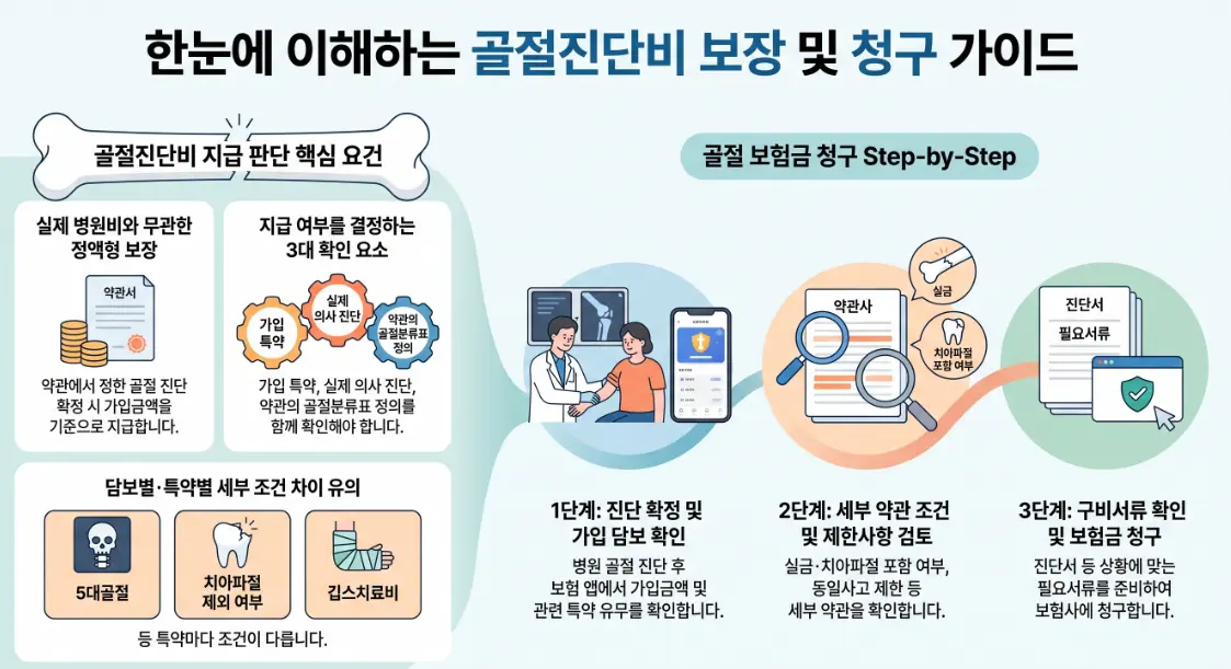골절진단비 보험금 실금 5대골절 깁스치료비 청구 확인