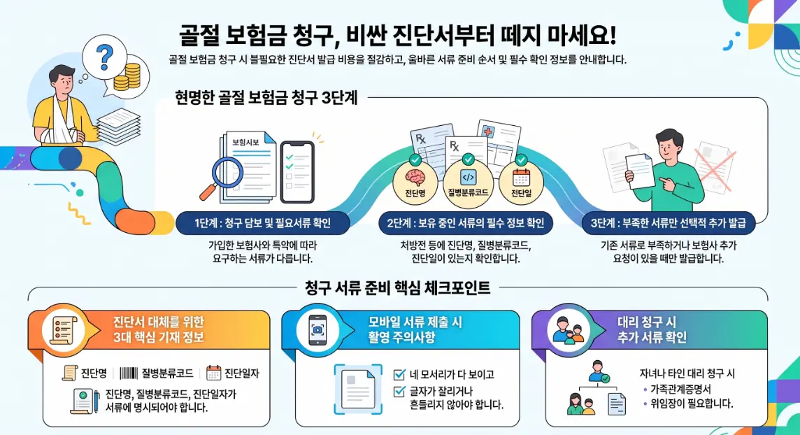 골절진단서 보험청구 진료확인서 처방전 골절진단비 청구서류 안내