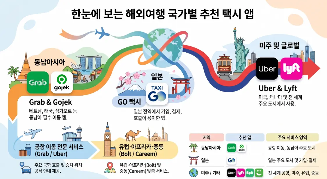 해외 택시앱 총정리 베트남 그랩 미국 우버 일본 GO 태국 Bolt 공항 택시 어플