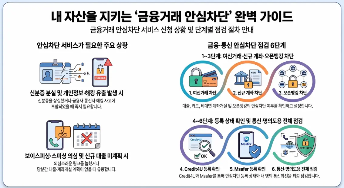 금융거래 안심차단 신청방법 여신거래 비대면 계좌개설 오픈뱅킹 3종 차단