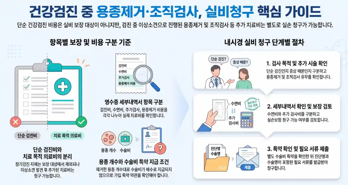 위 대장내시경 실비 건강검진 수면내시경 용종제거 보험청구 안내