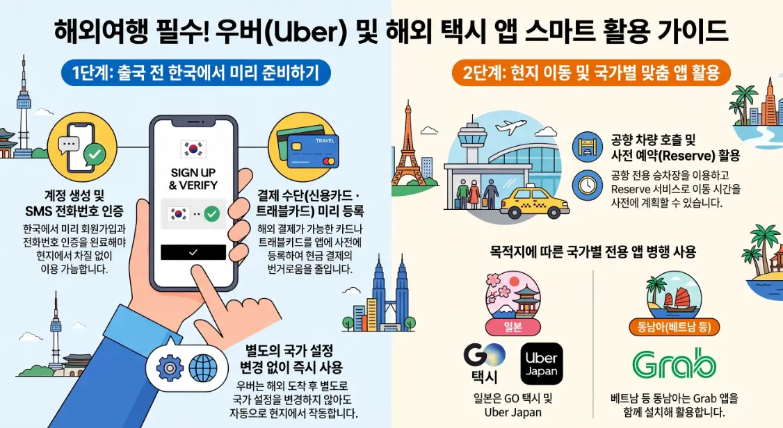 우버 사용법 한국 가입 카드등록 해외 공항 픽업 Uber 예약 취소 팁 일본 미국 대만