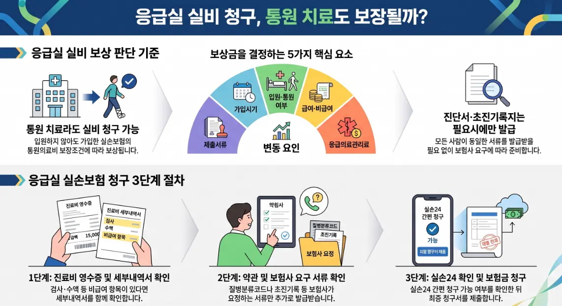 응급실 실비 청구 응급의료관리료 진료비 보험청구서류 아이 응급실 안내