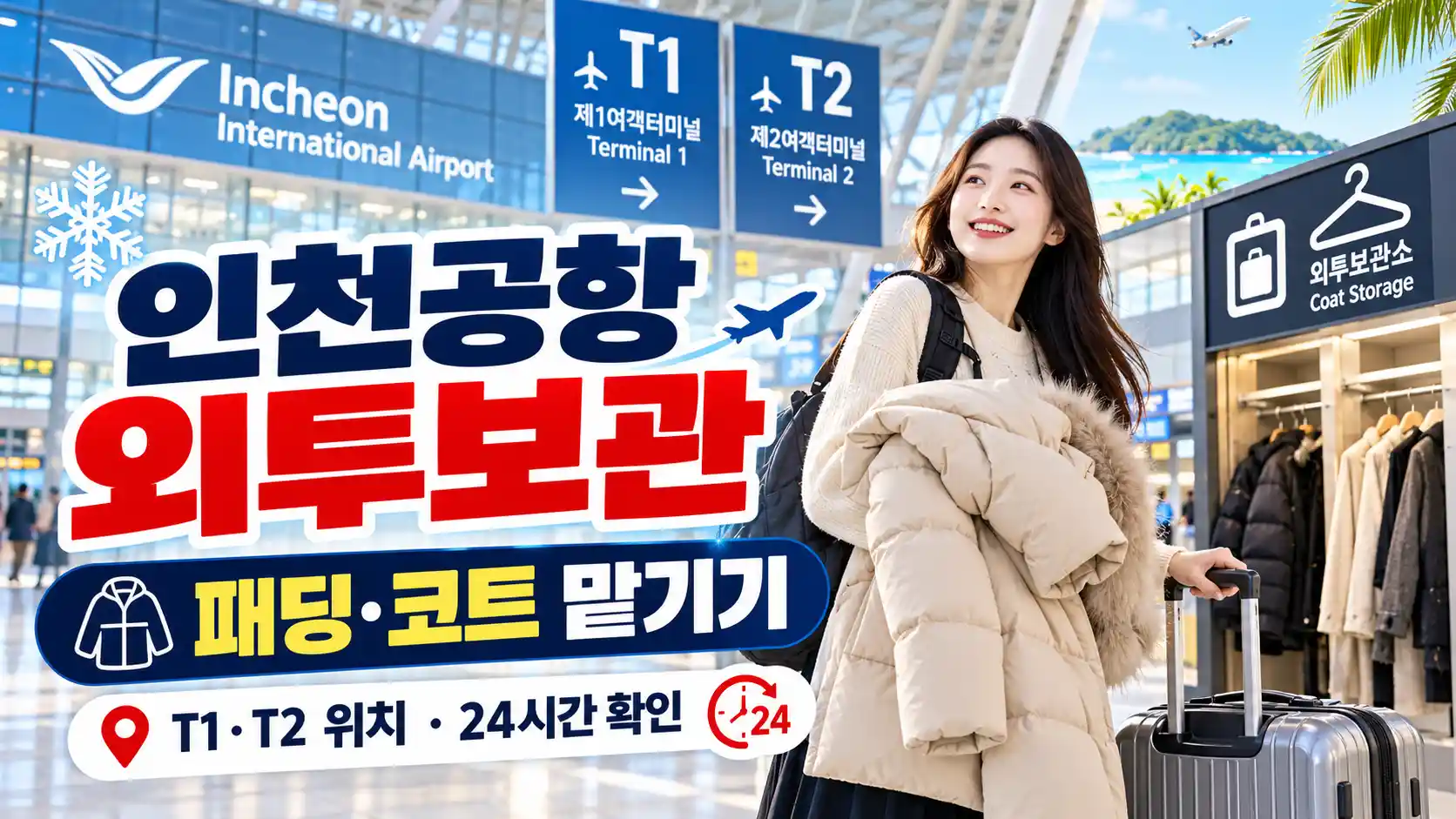 인천공항 외투보관 겨울 동남아 여행 패딩 코트 T1 T2 코트룸 안내