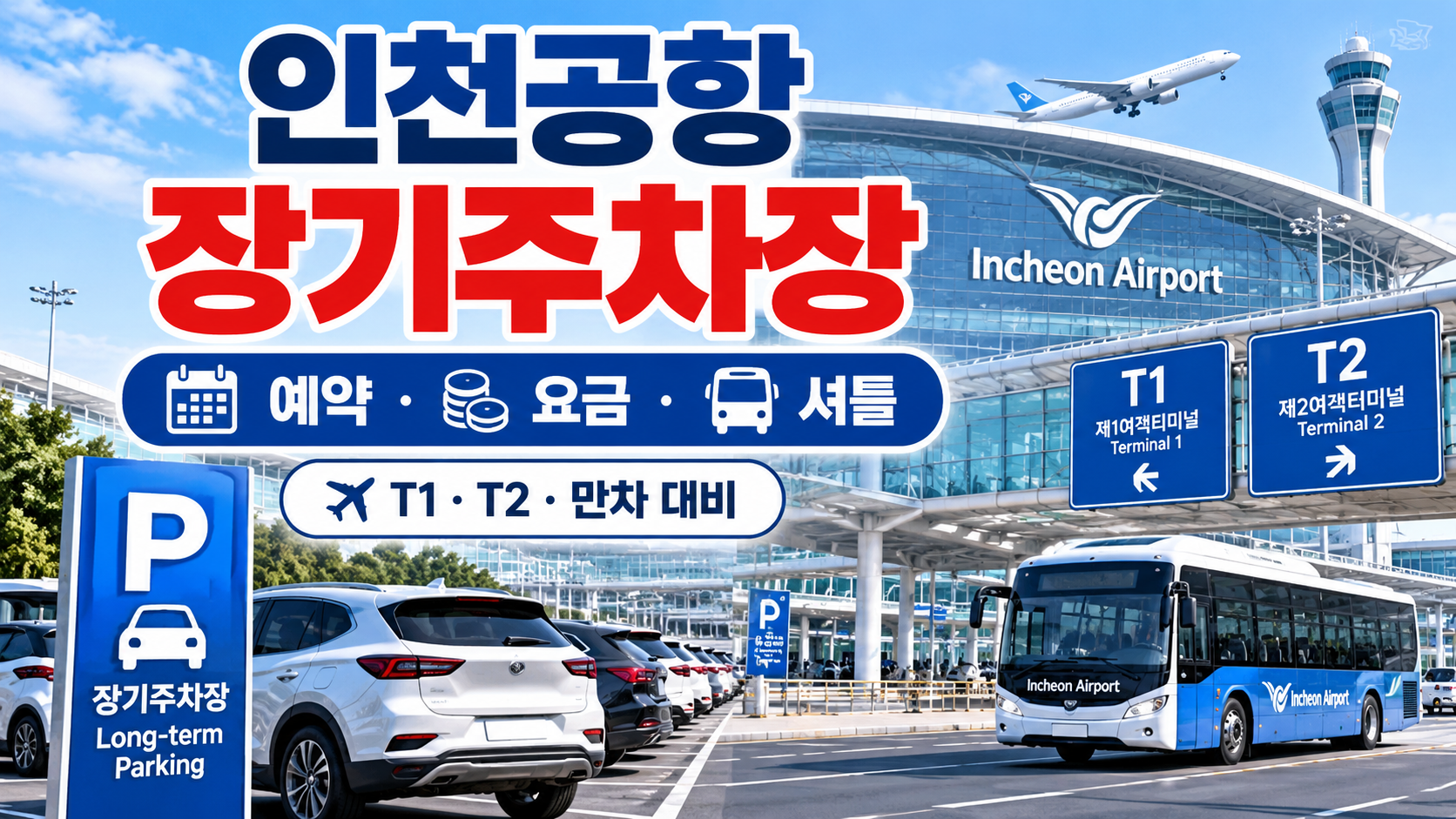 인천공항 장기주차장 이용방법 예약주차장 T1 T2 무료셔틀 안내