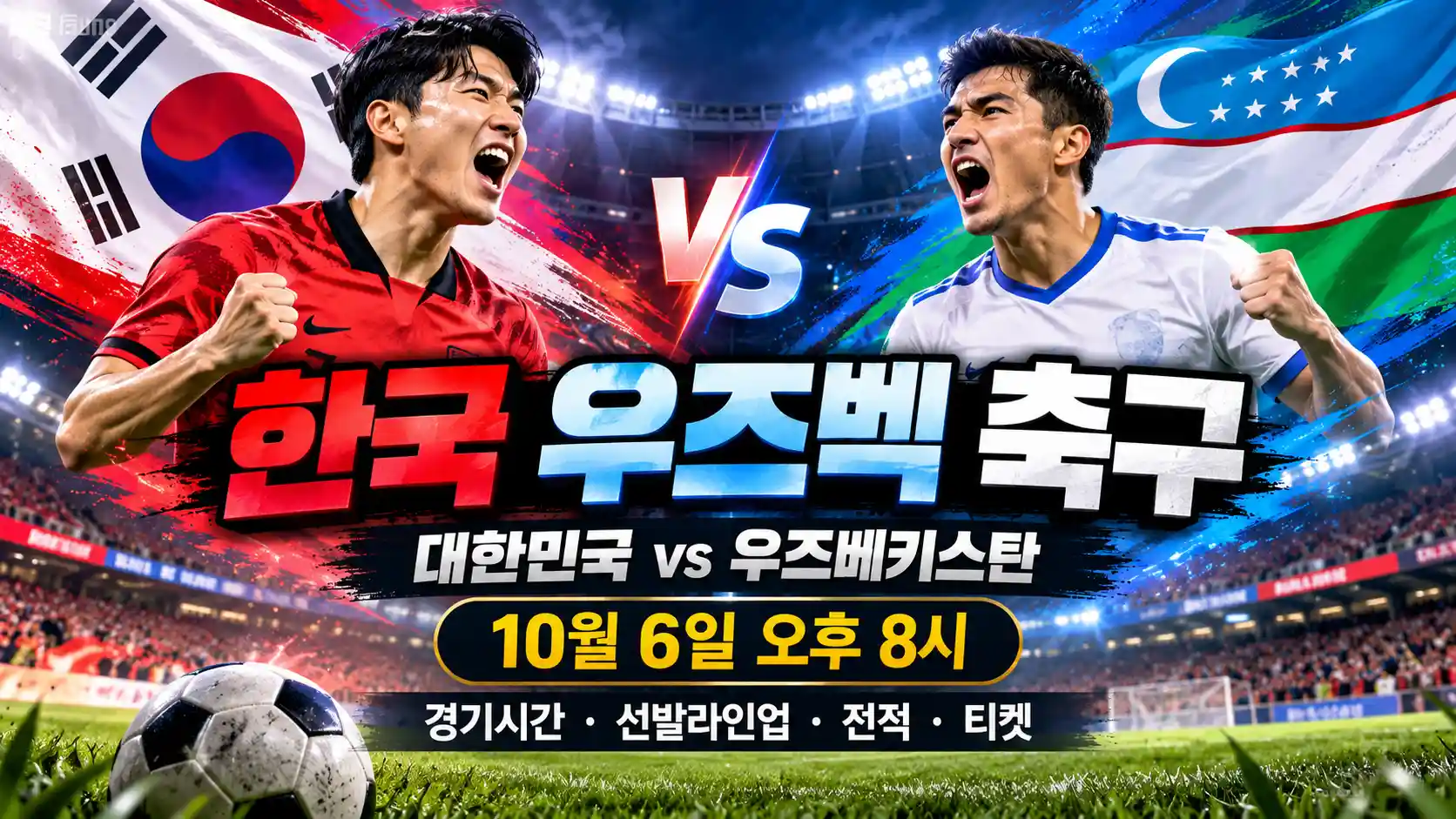 2026 한국 우즈벡 축구 대한민국 우즈베키스탄 평가전 경기시간 선발라인업 상대전적 티켓